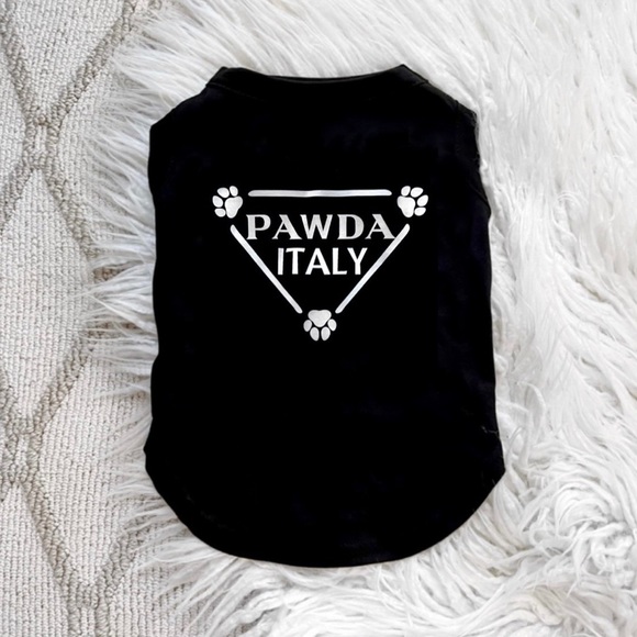 Pawda Italy Dog Tee/ Cat Tee Shirt in Black and White/ Brand New - Picture 4 of 9